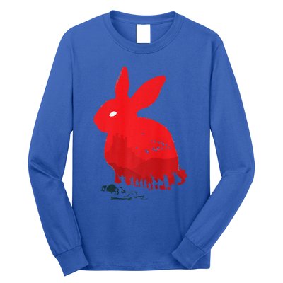 Cute Rabbit Silhouette Death Awaits Funny Halloween Premium Long Sleeve Shirt