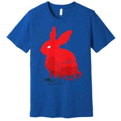 Cute Rabbit Silhouette Death Awaits Funny Halloween Premium Premium T-Shirt