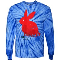 Cute Rabbit Silhouette Death Awaits Funny Halloween Premium Tie-Dye Long Sleeve Shirt