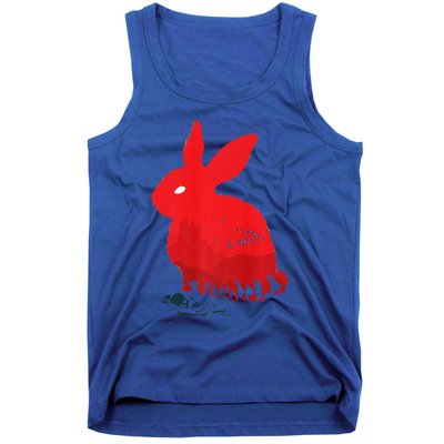 Cute Rabbit Silhouette Death Awaits Funny Halloween Premium Tank Top