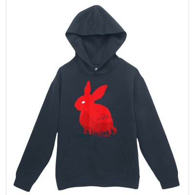 Cute Rabbit Silhouette Death Awaits Funny Halloween Premium Urban Pullover Hoodie