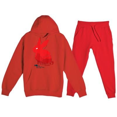 Cute Rabbit Silhouette Death Awaits Funny Halloween Premium Premium Hooded Sweatsuit Set