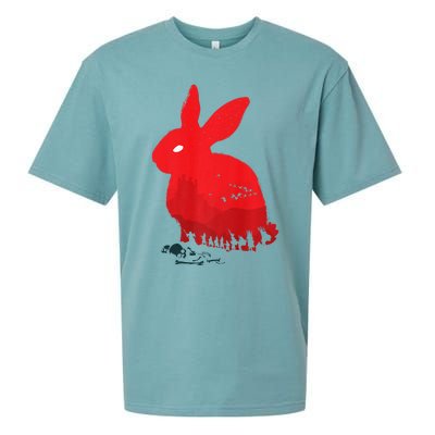 Cute Rabbit Silhouette Death Awaits Funny Halloween Premium Sueded Cloud Jersey T-Shirt