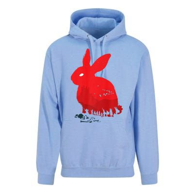 Cute Rabbit Silhouette Death Awaits Funny Halloween Premium Unisex Surf Hoodie