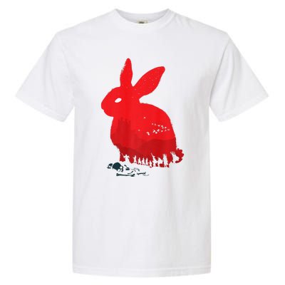 Cute Rabbit Silhouette Death Awaits Funny Halloween Premium Garment-Dyed Heavyweight T-Shirt