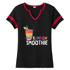 Cool Rainbow Smoothie Lgbtq Fruits Fitness Junkies Gift Ladies Halftime Notch Neck Tee