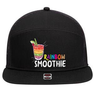 Cool Rainbow Smoothie Lgbtq Fruits Fitness Junkies Gift 7 Panel Mesh Trucker Snapback Hat