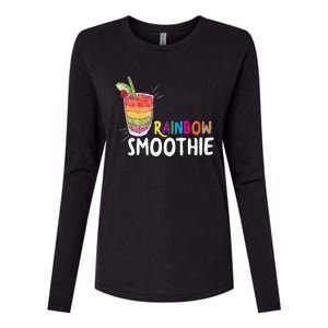 Cool Rainbow Smoothie Lgbtq Fruits Fitness Junkies Gift Womens Cotton Relaxed Long Sleeve T-Shirt