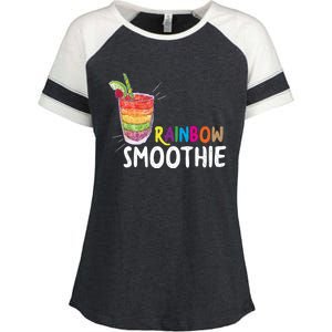 Cool Rainbow Smoothie Lgbtq Fruits Fitness Junkies Gift Enza Ladies Jersey Colorblock Tee