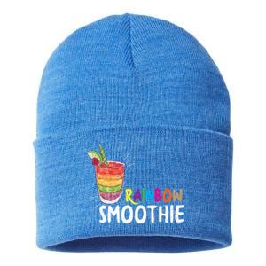 Cool Rainbow Smoothie Lgbtq Fruits Fitness Junkies Gift Sustainable Knit Beanie