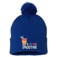 Cool Rainbow Smoothie Lgbtq Fruits Fitness Junkies Gift Pom Pom 12in Knit Beanie