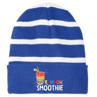 Cool Rainbow Smoothie Lgbtq Fruits Fitness Junkies Gift Striped Beanie with Solid Band