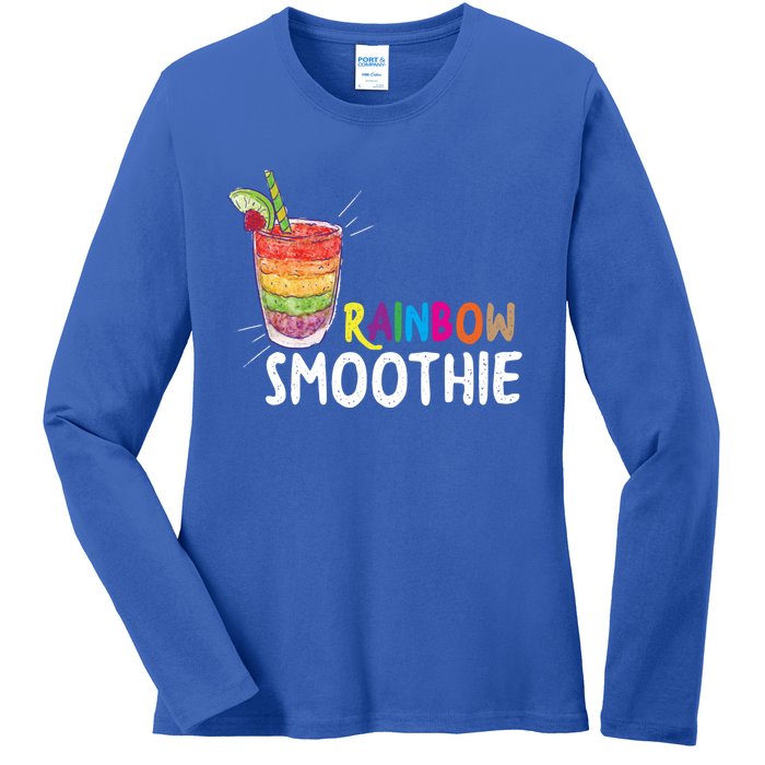 Cool Rainbow Smoothie Lgbtq Fruits Fitness Junkies Gift Ladies Long Sleeve Shirt