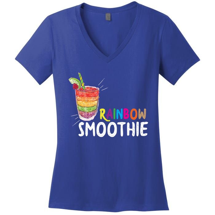 Cool Rainbow Smoothie Lgbtq Fruits Fitness Junkies Gift Women's V-Neck T-Shirt