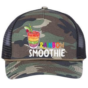 Cool Rainbow Smoothie Lgbtq Fruits Fitness Junkies Gift Retro Rope Trucker Hat Cap