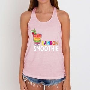 Cool Rainbow Smoothie Lgbtq Fruits Fitness Junkies Gift Women's Knotted Racerback Tank