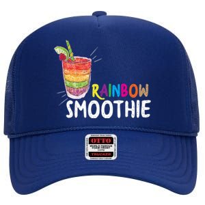 Cool Rainbow Smoothie Lgbtq Fruits Fitness Junkies Gift High Crown Mesh Back Trucker Hat