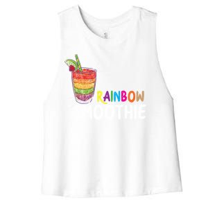 Cool Rainbow Smoothie Lgbtq Fruits Fitness Junkies Gift Women's Racerback Cropped Tank