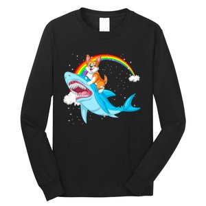 Corgi Riding Shark Long Sleeve Shirt