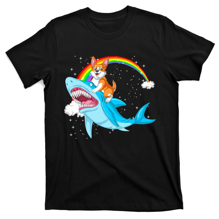 Corgi Riding Shark T-Shirt