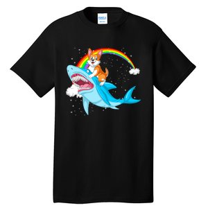 Corgi Riding Shark Tall T-Shirt