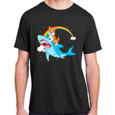 Corgi Riding Shark Adult ChromaSoft Performance T-Shirt