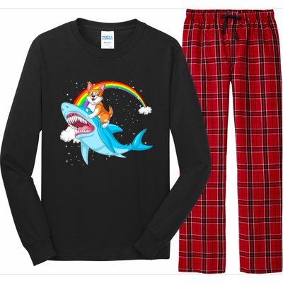 Corgi Riding Shark Long Sleeve Pajama Set