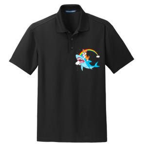 Corgi Riding Shark Dry Zone Grid Polo