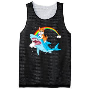 Corgi Riding Shark Mesh Reversible Basketball Jersey Tank