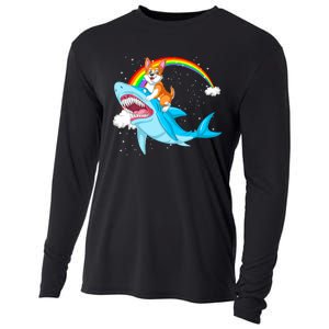 Corgi Riding Shark Cooling Performance Long Sleeve Crew