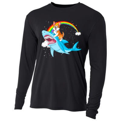 Corgi Riding Shark Cooling Performance Long Sleeve Crew