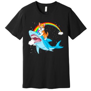 Corgi Riding Shark Premium T-Shirt