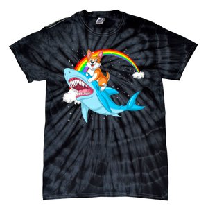 Corgi Riding Shark Tie-Dye T-Shirt