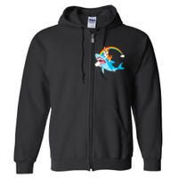 Corgi Riding Shark Full Zip Hoodie