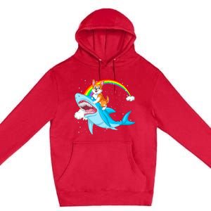 Corgi Riding Shark Premium Pullover Hoodie