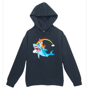 Corgi Riding Shark Urban Pullover Hoodie