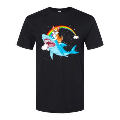 Corgi Riding Shark Softstyle CVC T-Shirt