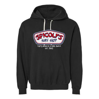 Cool Retro Spicoli’S Surf Shop Logo Garment-Dyed Fleece Hoodie