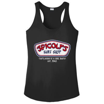 Cool Retro Spicoli’S Surf Shop Logo Ladies PosiCharge Competitor Racerback Tank