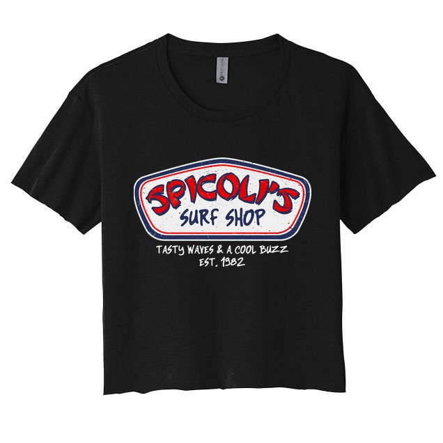 Cool Retro Spicoli’S Surf Shop Logo Crop Top