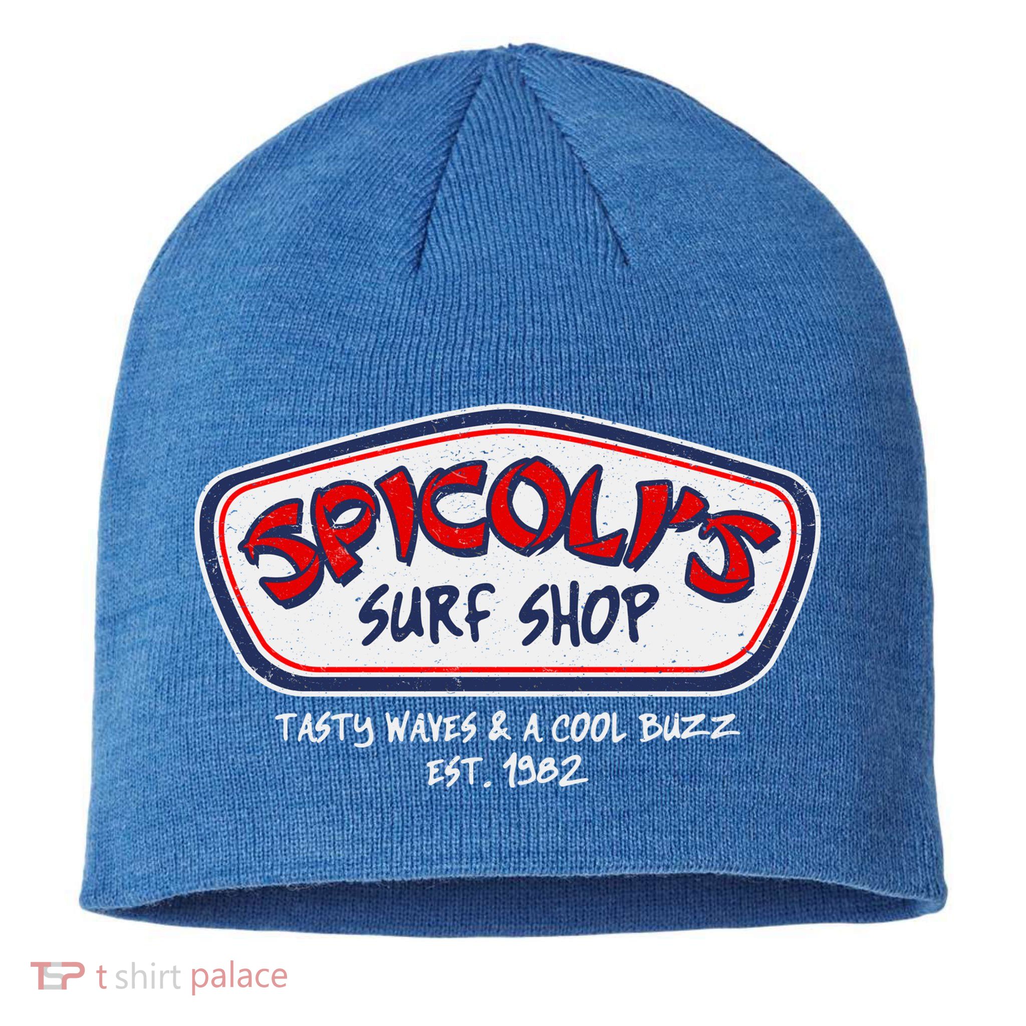 Cool Retro Spicoli’S Surf Shop Logo Sustainable Beanie