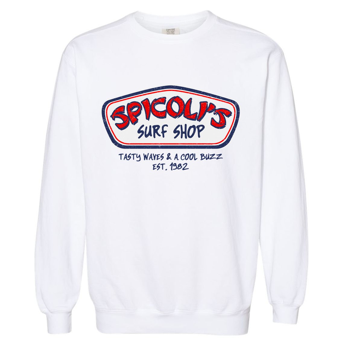 Cool Retro Spicoli’S Surf Shop Logo Garment-Dyed Sweatshirt