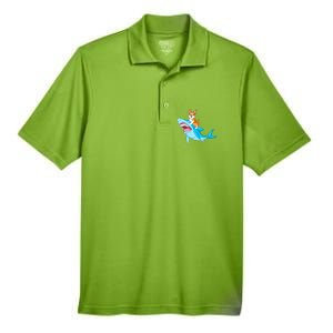 Corgi Riding Shark Men's Origin Performance Pique Polo