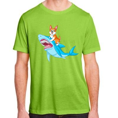 Corgi Riding Shark Adult ChromaSoft Performance T-Shirt