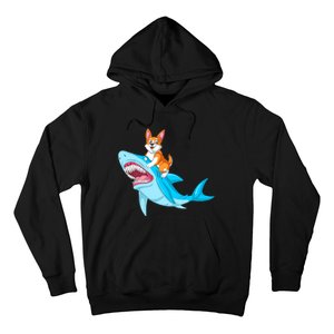 Corgi Riding Shark Hoodie