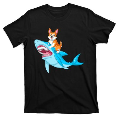 Corgi Riding Shark T-Shirt