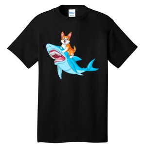 Corgi Riding Shark Tall T-Shirt