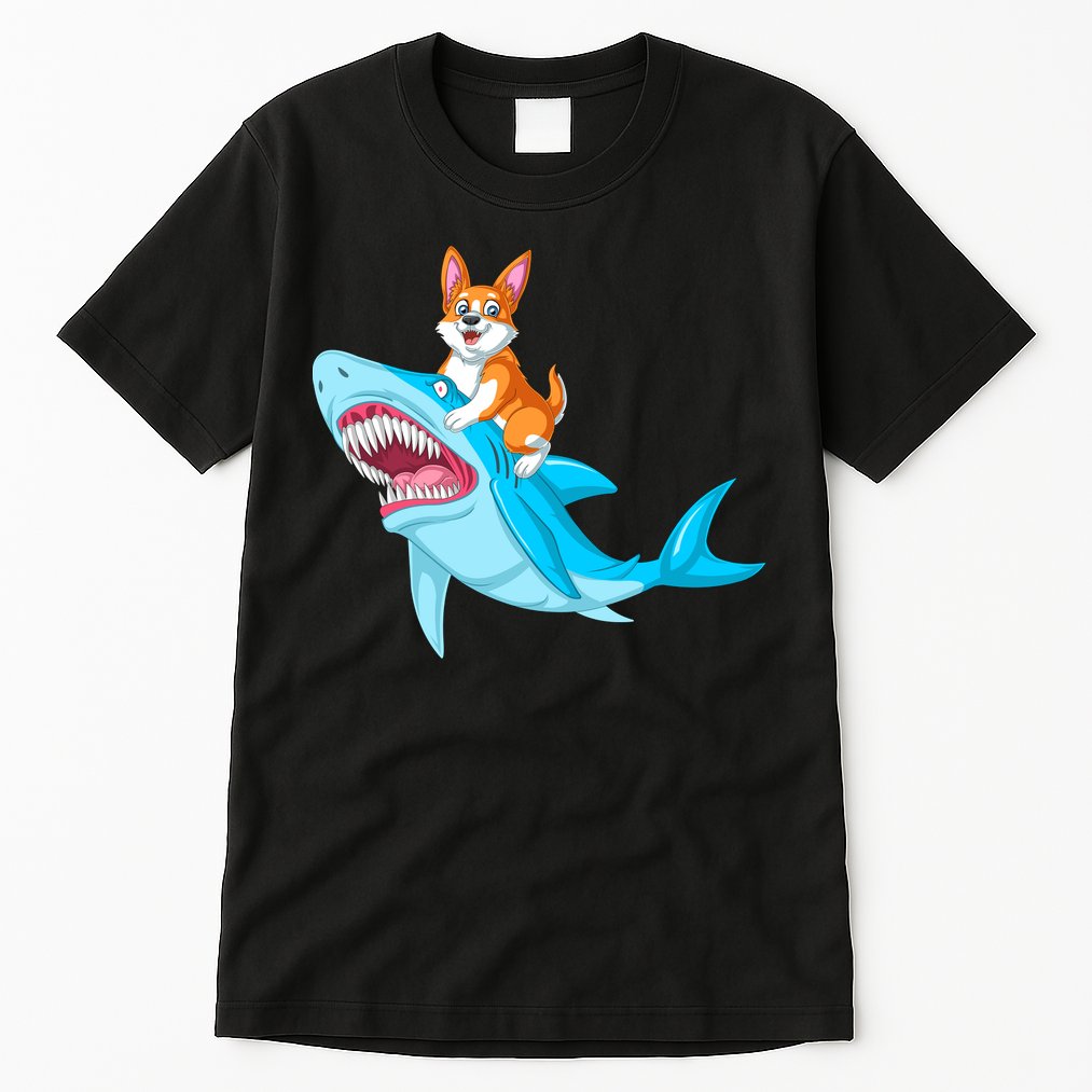 Corgi Riding Shark Tall T-Shirt