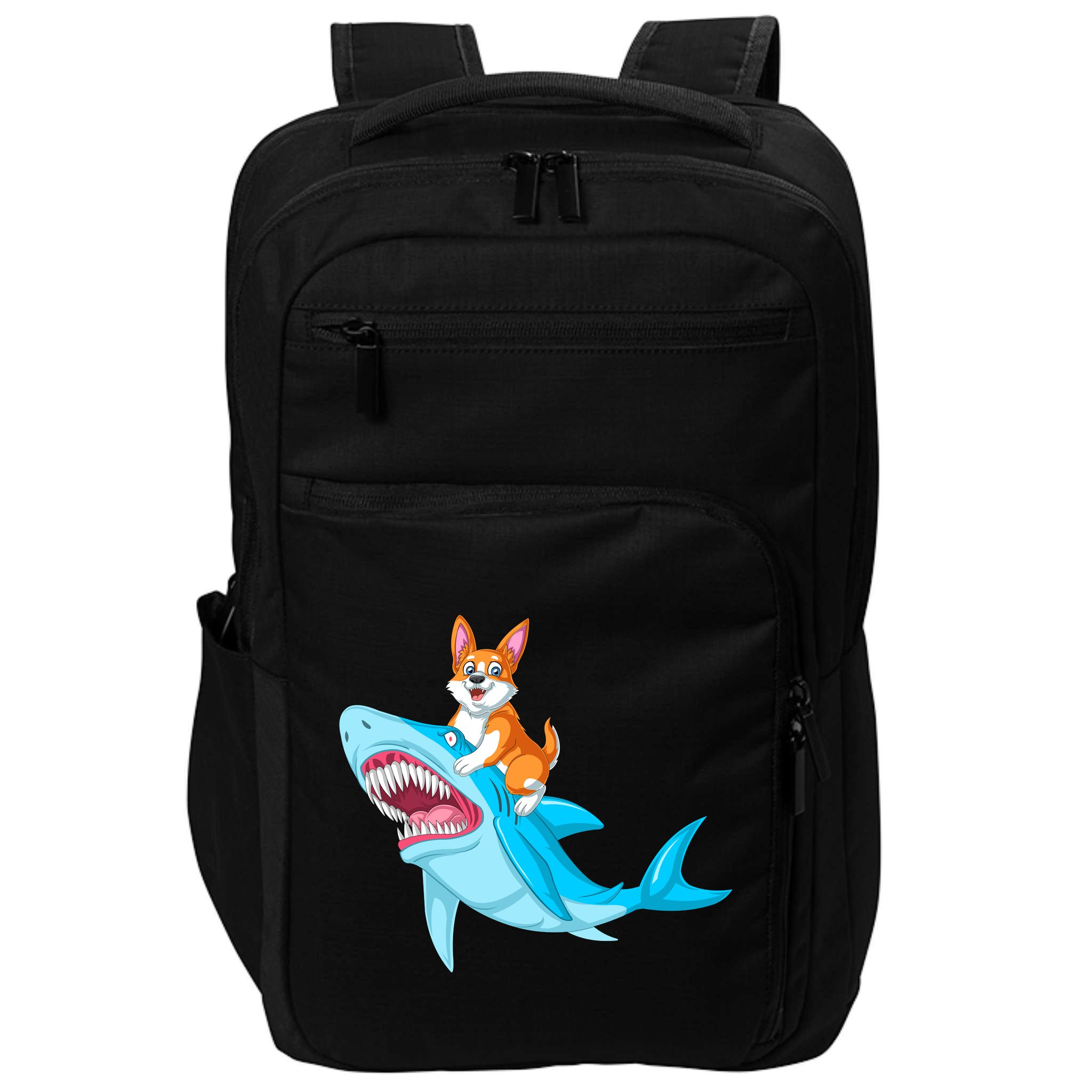 Corgi Riding Shark Impact Tech Backpack