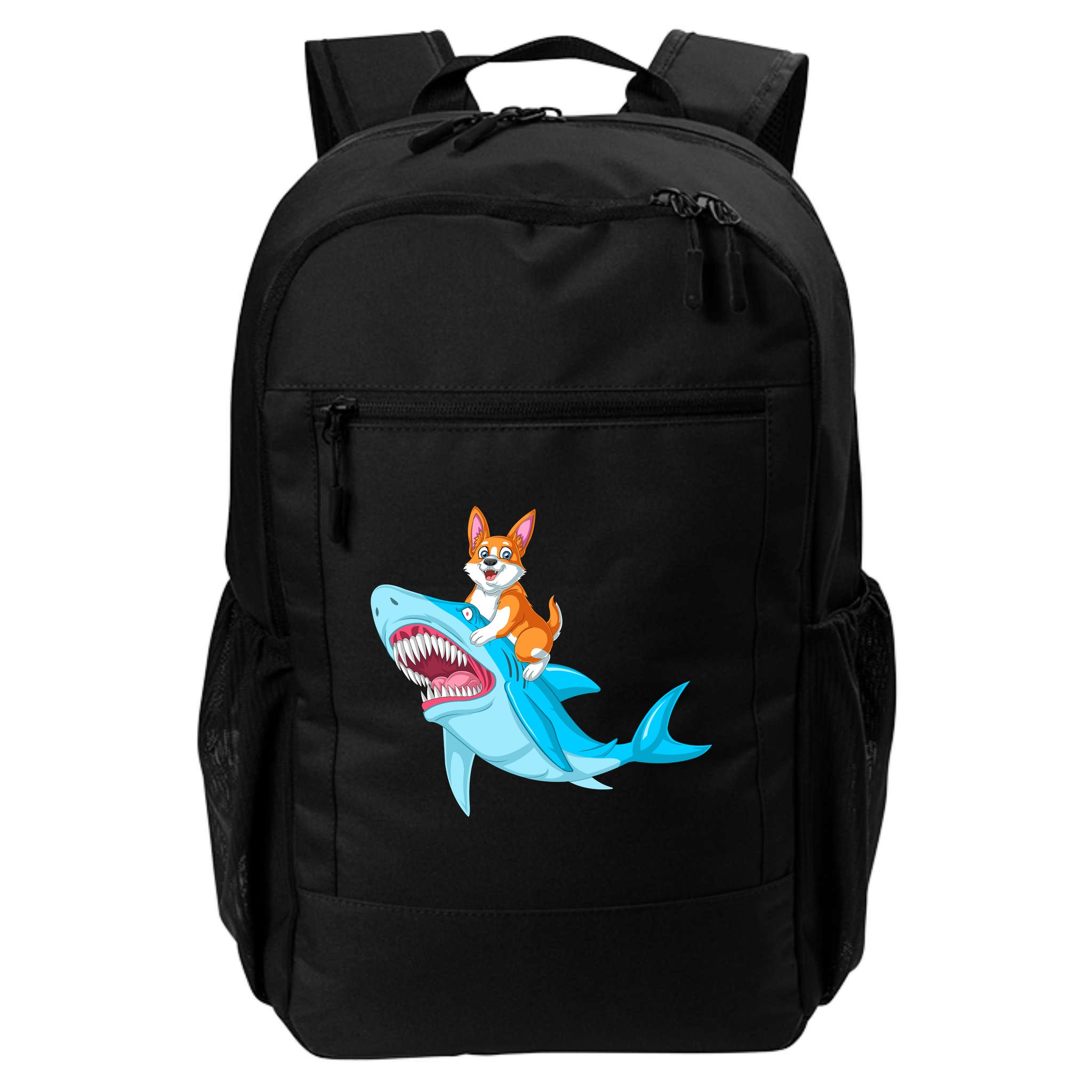Corgi Riding Shark Backpack